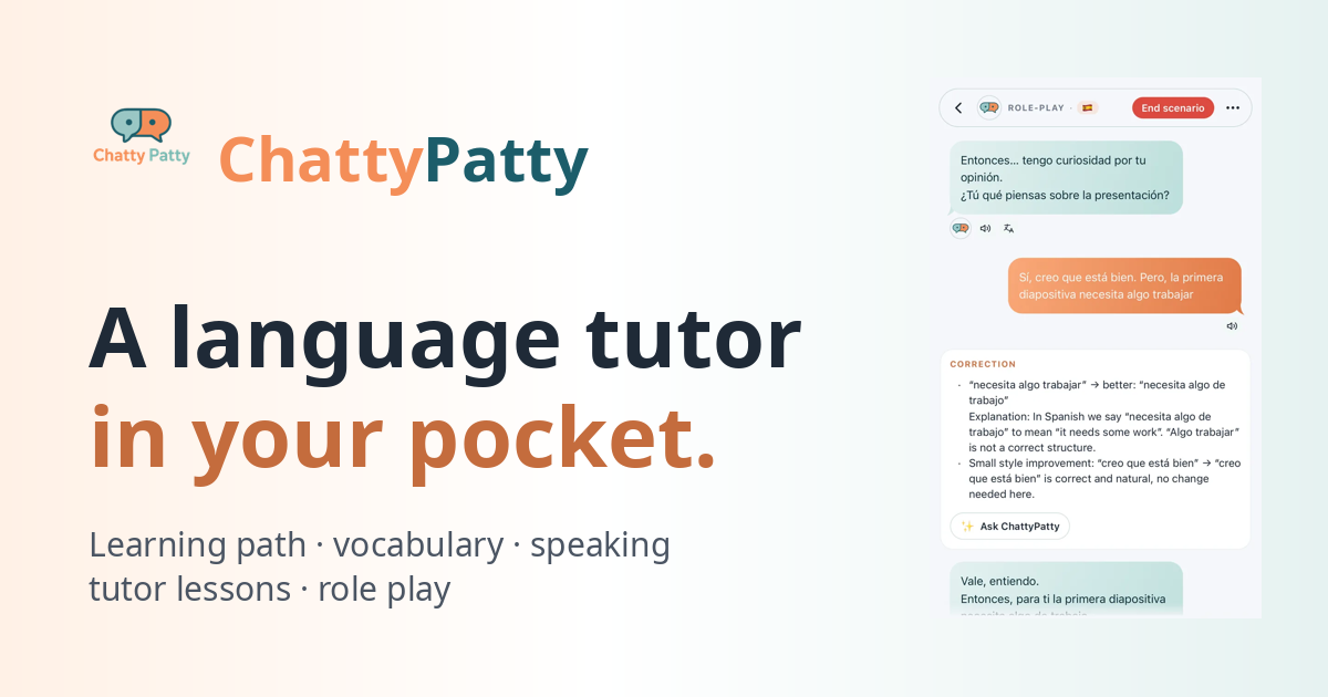 Chatty Language ChattyPatty | AI Language Learning App
